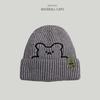 Hats for Women's Autumn and Winter New Bear Embroidered Knitted Hat Korean Style Versatile Wool Hat Couple Smiling Cloth Label Cold Hat Men