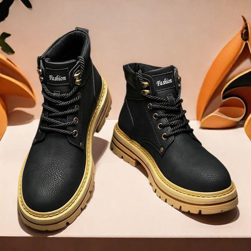 2025 Autumn and Winter New High-top Martin Boots Men's Trend Versatile Platform Casual Leather Shoes Tooling Board Shoes Trendy Shoes