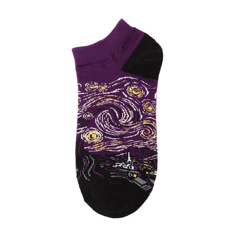 40 Style Fashion Colorful Short Socks Men Cotton Novelty Oil Painting Animals Food Avocado Casual Funny Ankle Sox