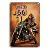 Vintage Route 66 Motorcycle Metal Wall Art Sign  Retro Tin Plaque with Classic Chopper Design 1181inch Perfect for Dorm Ba