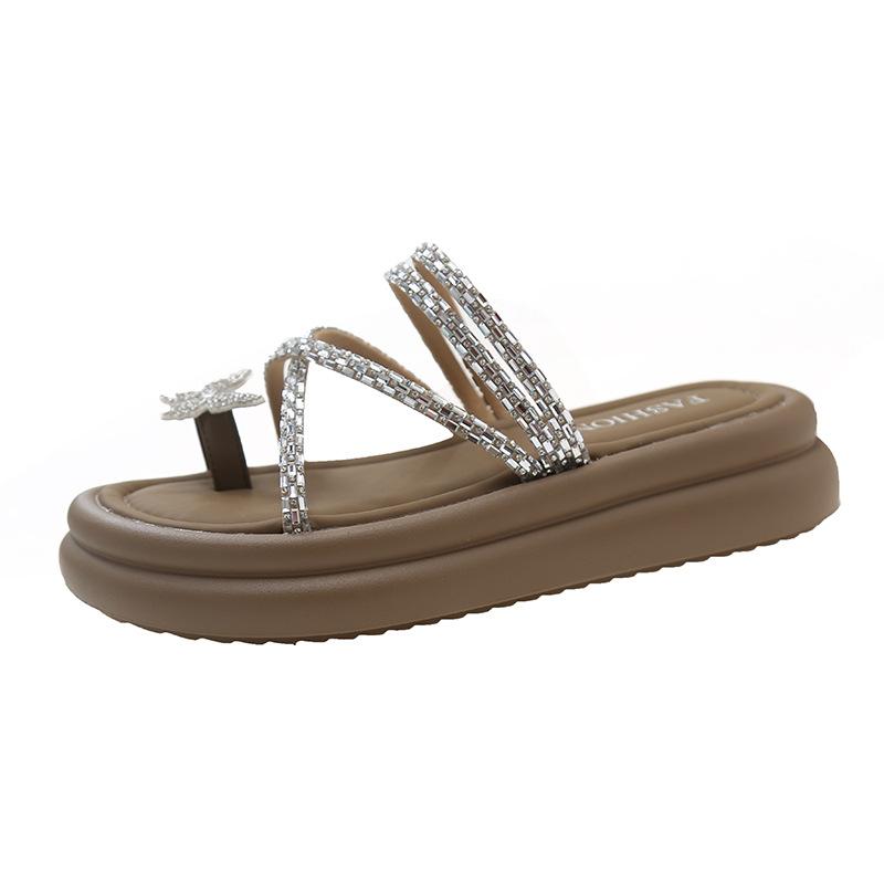 2024 New Fairy Style Dress with Butterfly Casual Thick Soled Sandals for Women's Summer Outdoor Wear
