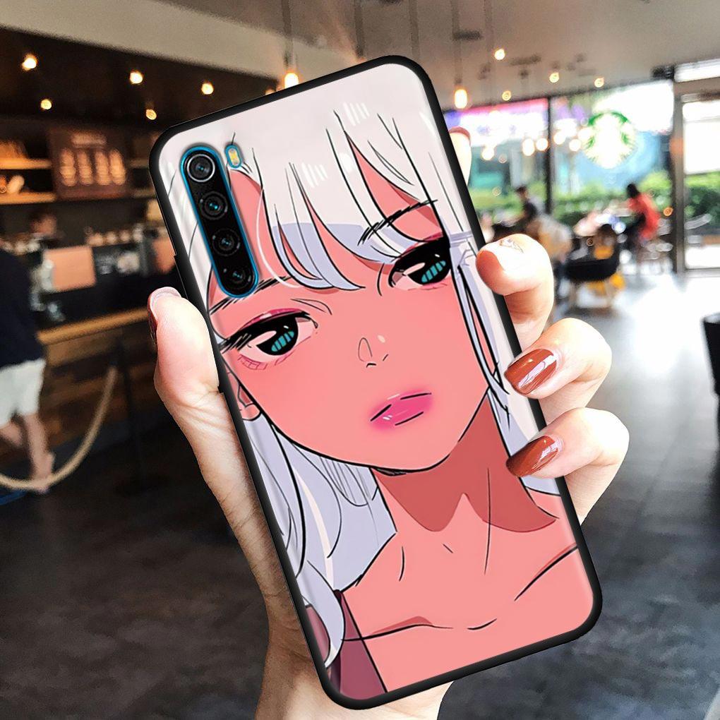 Super Cute Girl Anime Mobile Phone Shell for Redmi Note 10 11 11S 11E 7 8 8T 9 9S 9T Pro Plus 4G 5G Black Soft Case Cover Fundas