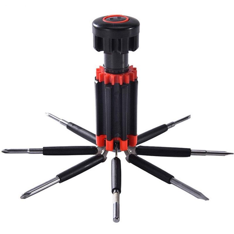 1PC 8 In1 Multifunctional Screwdriver with Light, Cross Shaped, Household Industrial Multi-purpose Screwdriver