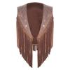 Children‘s Cowboy Fringed Vest Sparkling Rhinestones Sleeveless Open Front Waistcoat for Stage Performance Rodeo Party