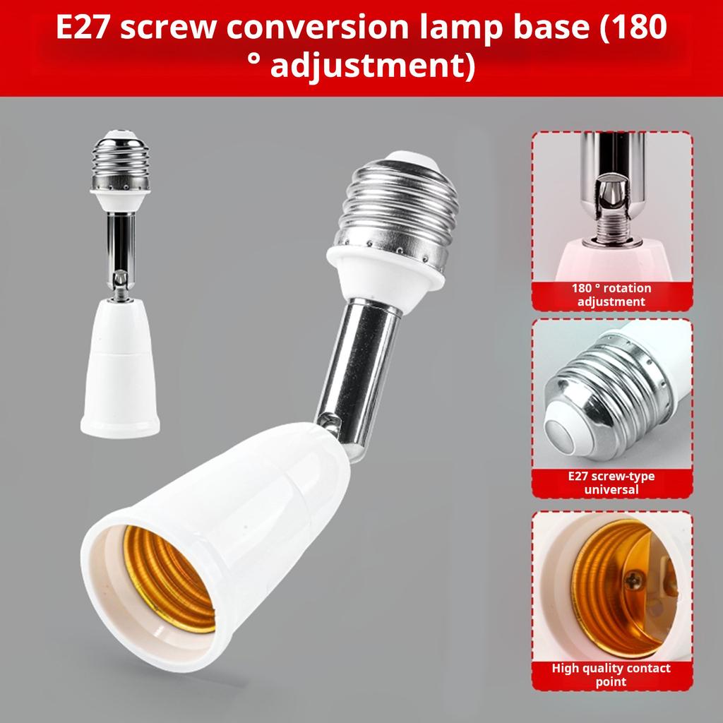2Pieces E27 Male To Female Lights Bulb Adapter With 180 Degree Flexibility For Illumination Positioning