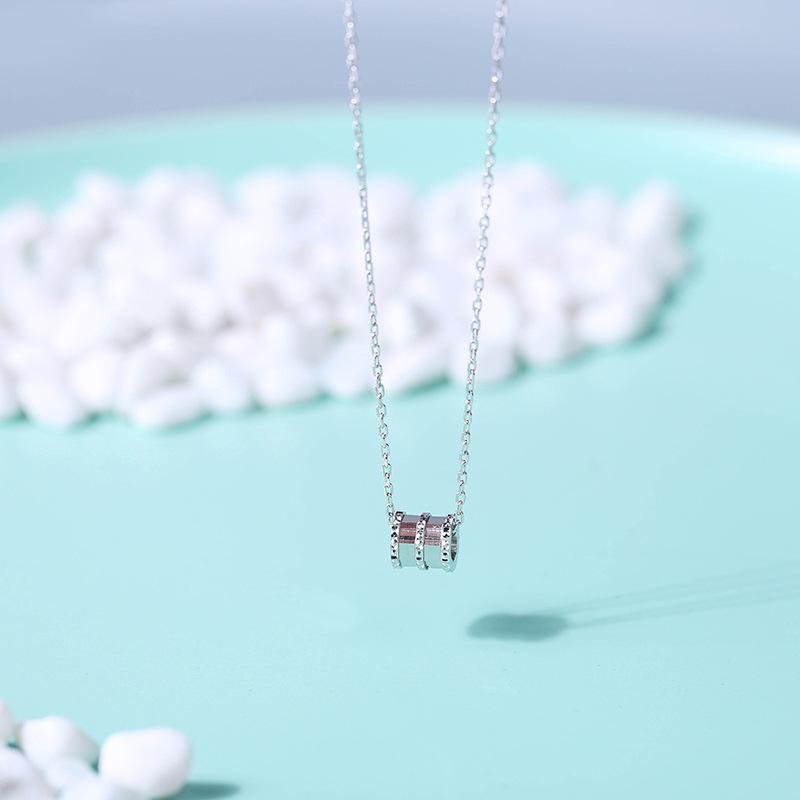 Su Chuang S925 Sterling Silver Clavicle Necklace with Laser-Carved Mirror Surface