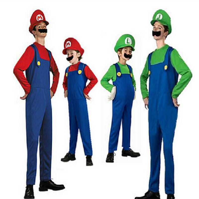 Bros Super Mario Luigi Plumber Workman Halloween Cartoon Costume Dress Cosplay