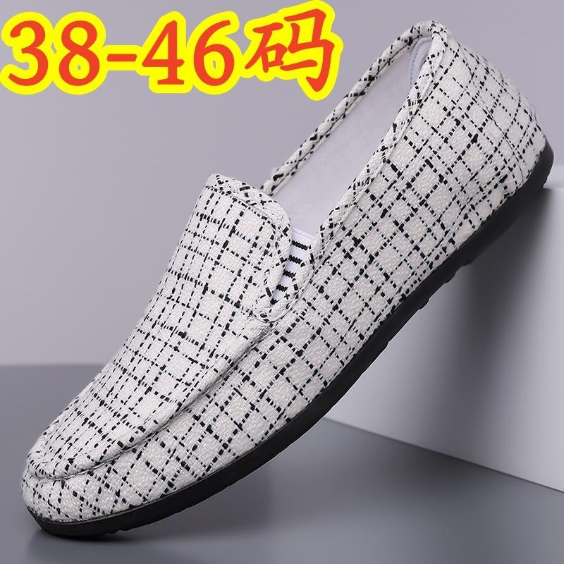Size Doudou Shoes Large Size Flat-bottomed Cloth Surface Lightweight Spring, Summer and Autumn Plaid Canvas Shoes