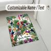 Tropical Leaves Theme Soft Crystal Velvet Rug Custom Name & Text Print Non Slip Floor Rug for Bedroom Living Room