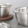 3-in-1 Stainless Steel Kitchen Set: Vegetable Washing Basin, Drain Basket, Grater, and Rice Sieve.