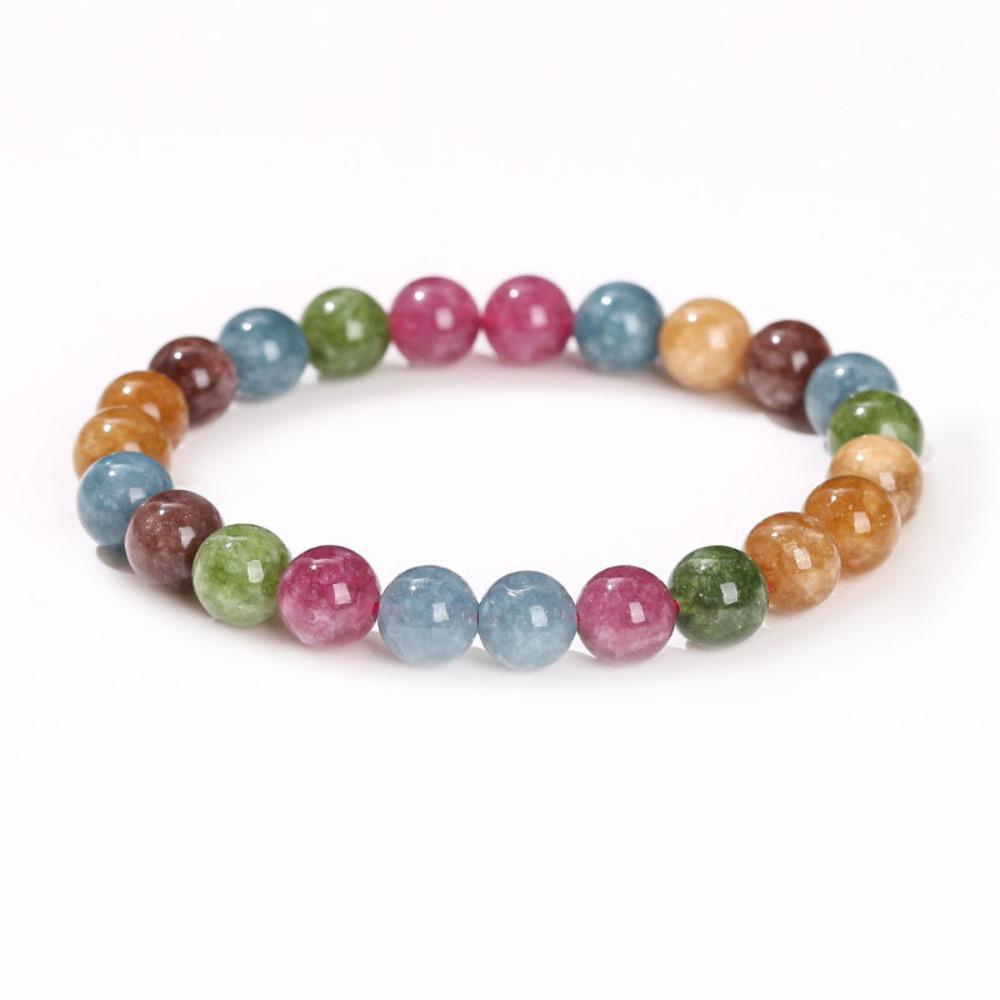 Natural 6MM Fashion Stone Bracelets Tourmaline Amethyst Amazonite Moonstone Citrine Quartz For Women Jewelry Charm Cute Gift