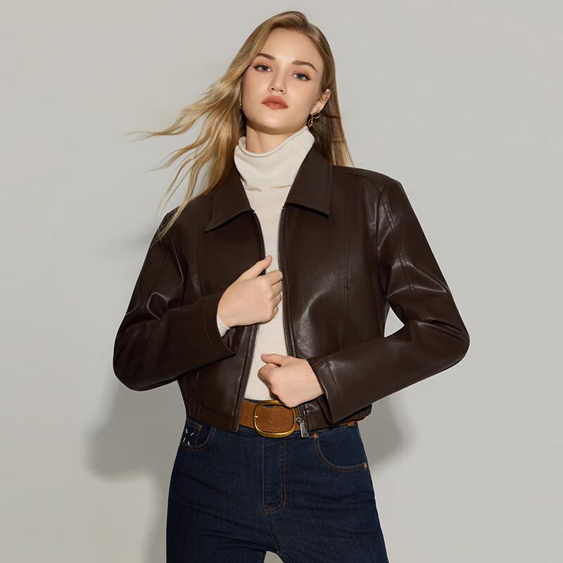 Tatu Women's Autumn/Winter Slim-Fit Lapel PU Leather Jacket