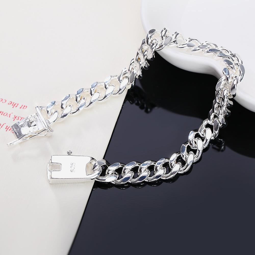 925 Sterling Silver Side Chain Bracelet Fashion Jewelry