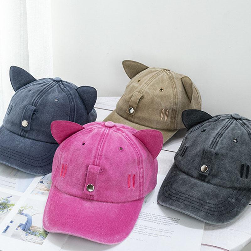 New Cat Ears Sunglasses Baseball Cap Y2K Cotton Washed Pilot Snapback Caps Gorras Women And Men Outdoor Sunshade Sun Hats Unisex