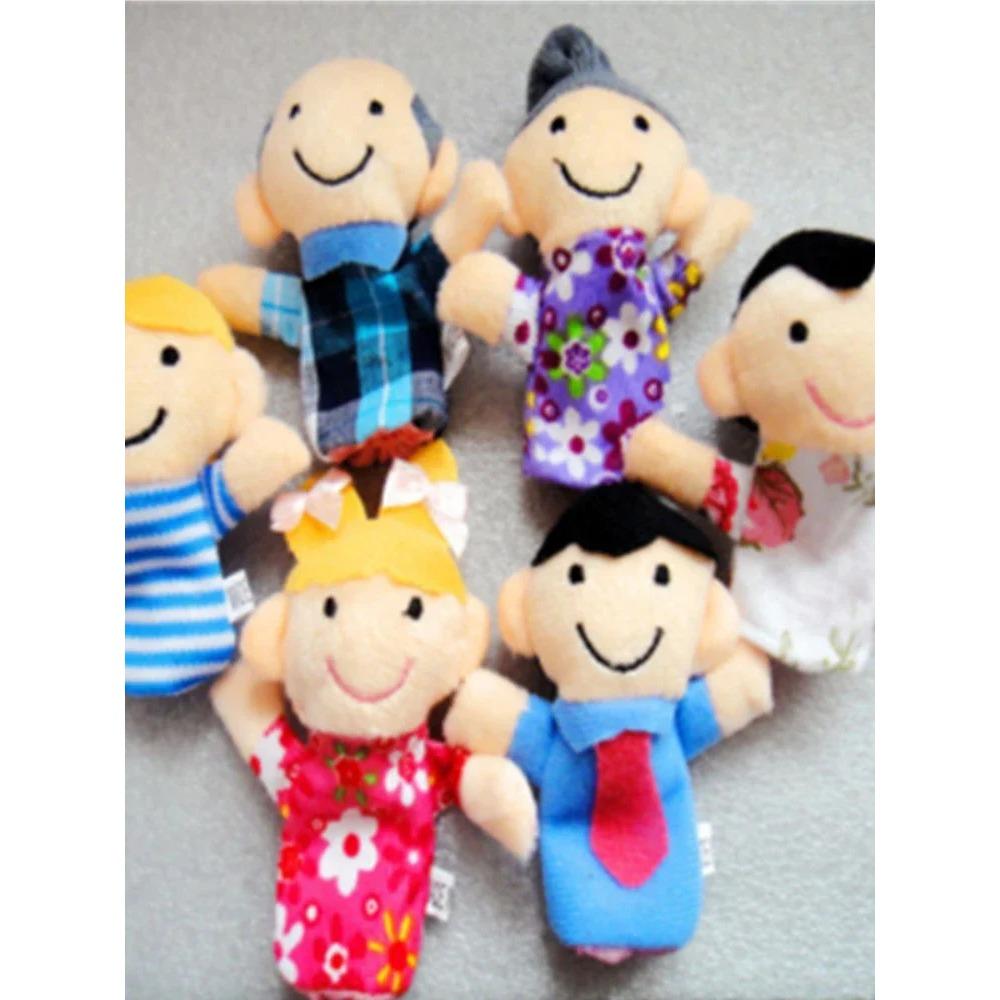 6pcs Finger Puppets Set Baby Plush Doll Hand Cartoon Family Hand Puppet Cloth Theater Educational Toys for Kids