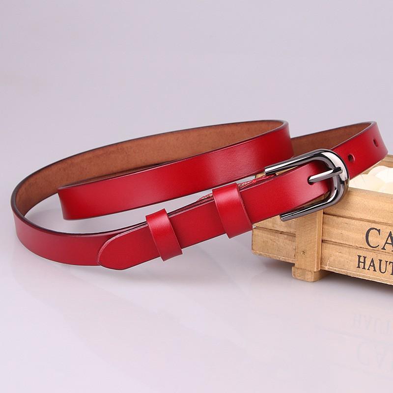 Womens Genuine Leather Belt Thin Style Pin Buckle Waistband Casual Office Fashion Outfit