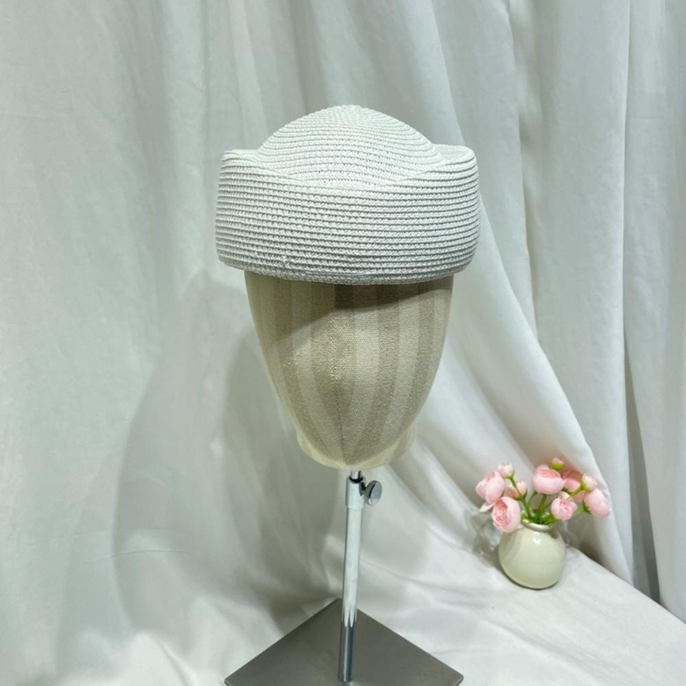 Elegancki Słomkowy Kapelusz Beret Klasyczny Vintage Kapelusz Przeciwsłoneczny Nowy Kapelusz Stewardessy Wesela Imprezy