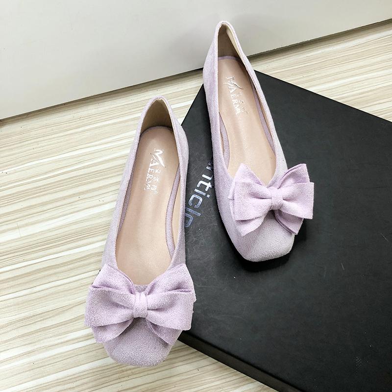 Ballerine da donna Scarpe da barca Azzurro Testa rotonda Fiocco Taglia 33-43 Scarpe basse per donna Pelle di velluto Alta qualità Scarpe estive