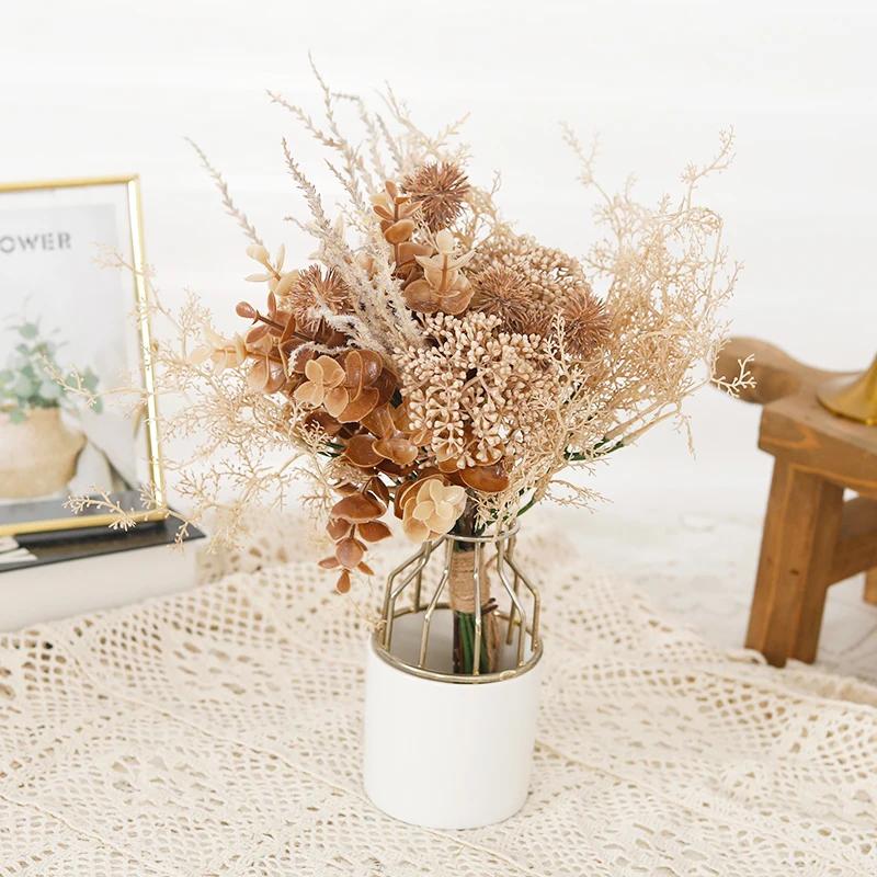 Artificial Plastic Flowers Eucalyptus Mistletoe Christmas Home Wedding Decoration Dandelion Bouquet Fake Floral DIY Arrangement