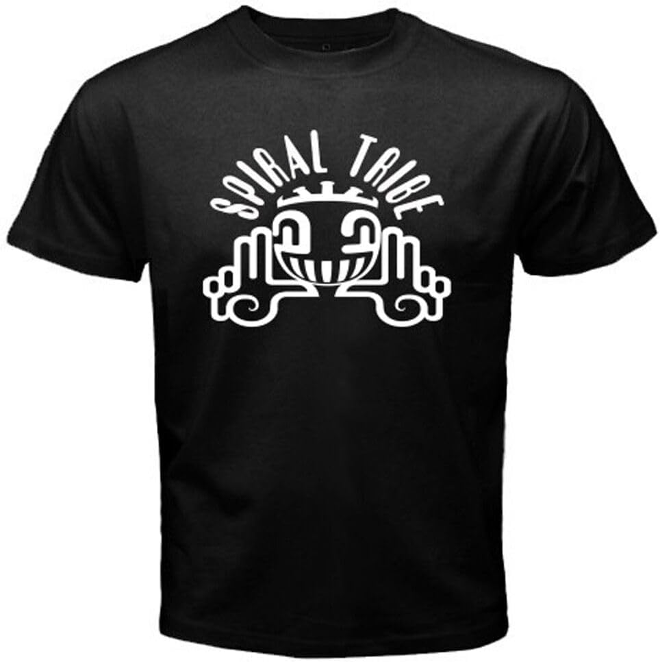 Spiral Tribe Techno Party Music Logo Mens Black T-Shirt Black