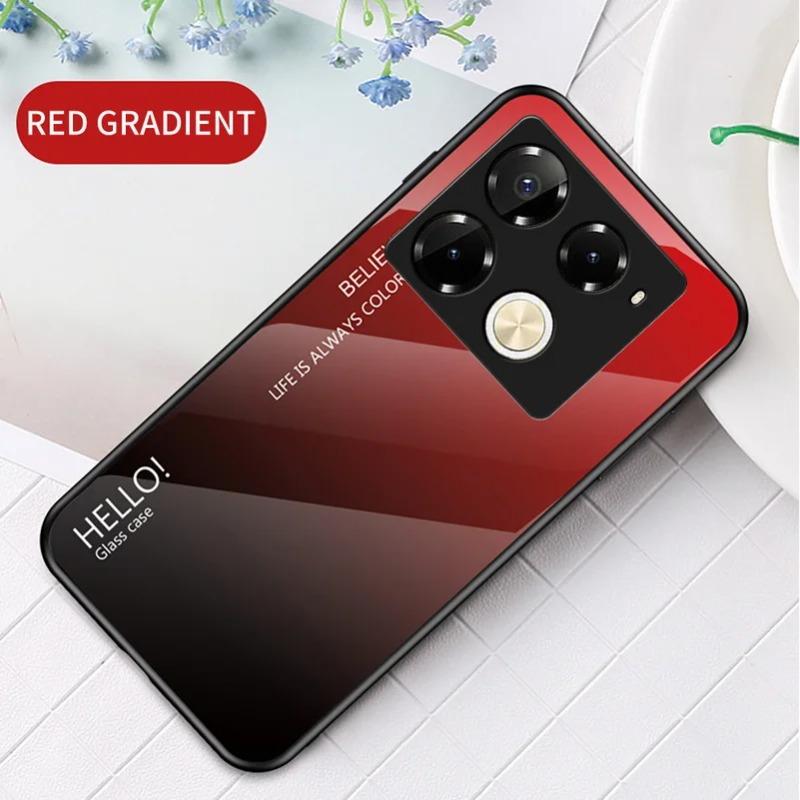 

Защитный чехол из закаленного стекла с градиентом для Infinix Note 40 Pro 30 Infinix Hot 40 Pro 40i 30i 20s 20i Smart 8 7, глянцевый чехол Infinix Note 40 Pro 4G чёрный/красный
