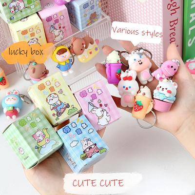 Porte-clés Non Toxique Boîte Aveugle Poupée Mignonne de Dessin Animé Pendentif Clé Boîte Surprise Cadeau Prix Étudiant Boîte Aveugle Chanceuse