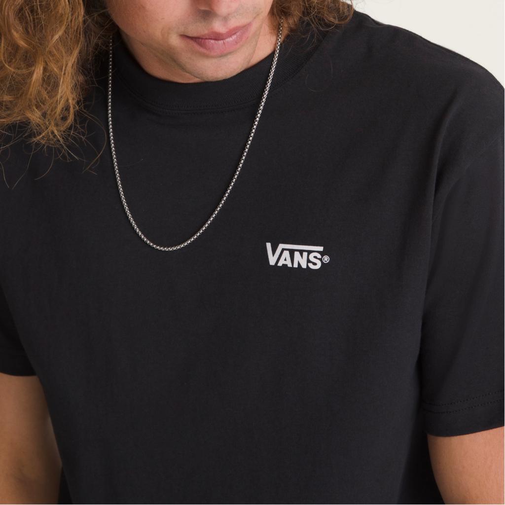 Men's Vans Left Chest T-Shirts Men's Black/White Crew Neck Moderate Straight Fit