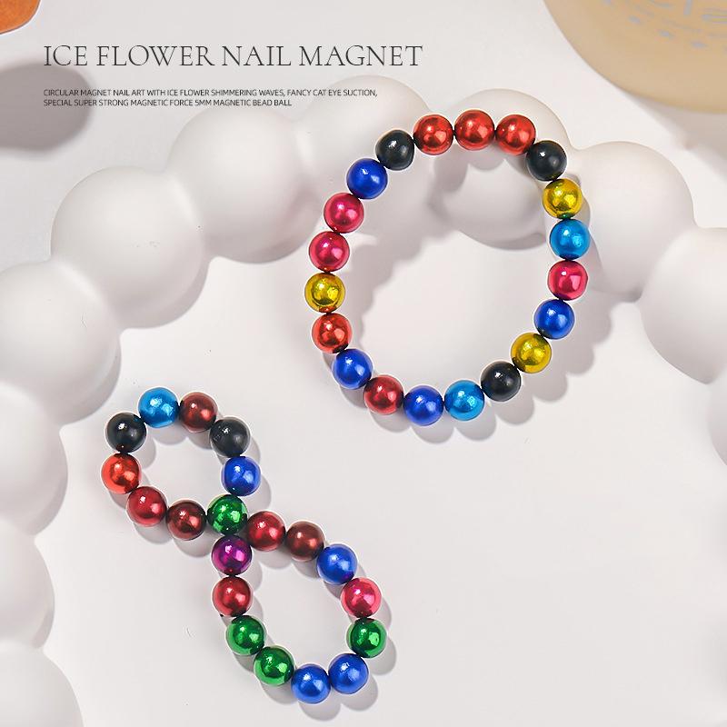20Pcs/Set Multicolor Round Magnet Beads Multi-Function Nails Sparkling Flower Carving Cat Magnet For Gel Polish Design Accessor