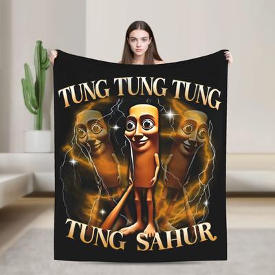 Tung Tung Tung Sahur Blankets Fleece Summer Air Conditioning Italian Brainrot Breathable Super Soft Throw Blankets Rug Piece