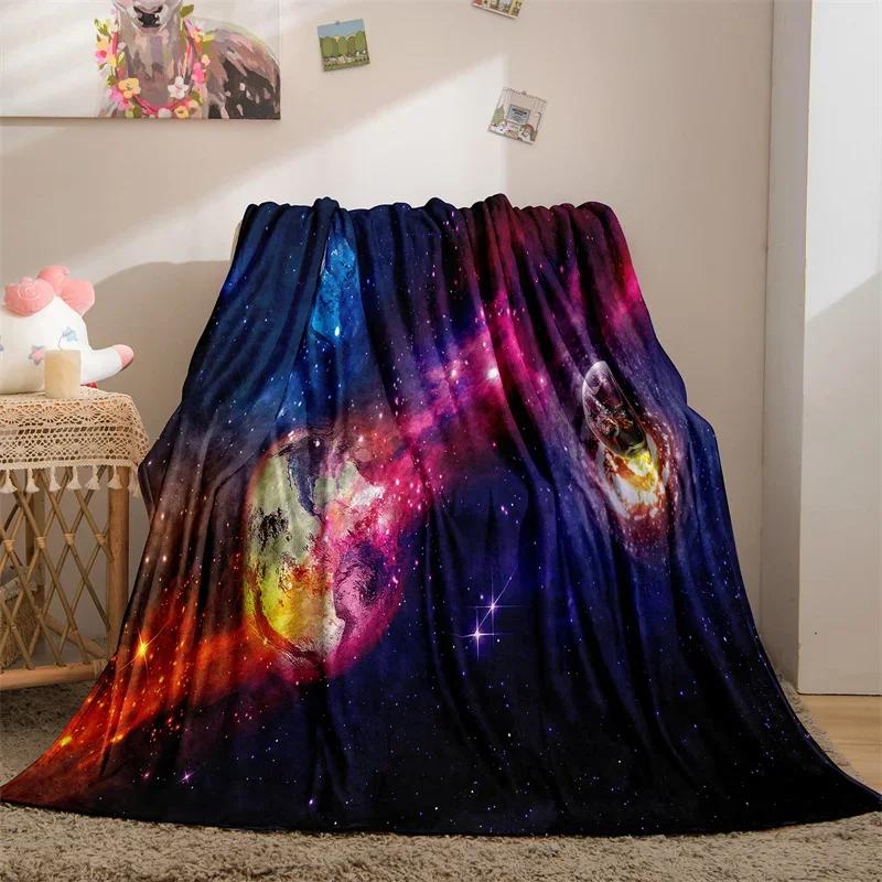 Space Blanket for Boys Kids Girls Fleece Throw Blanket with Galaxy Design for Bed Sofa Couch Soft Blanket Space Room Decor Gift