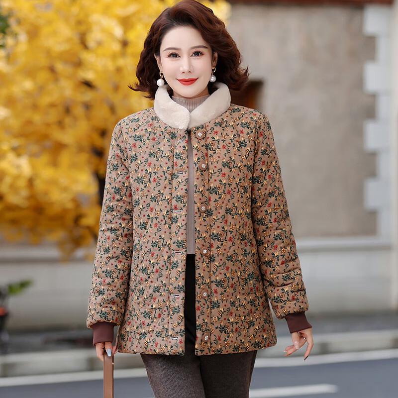 Yonghua 2025 Mid-Aged Women's Plus Velvet Thickened Winter Cotton Coat