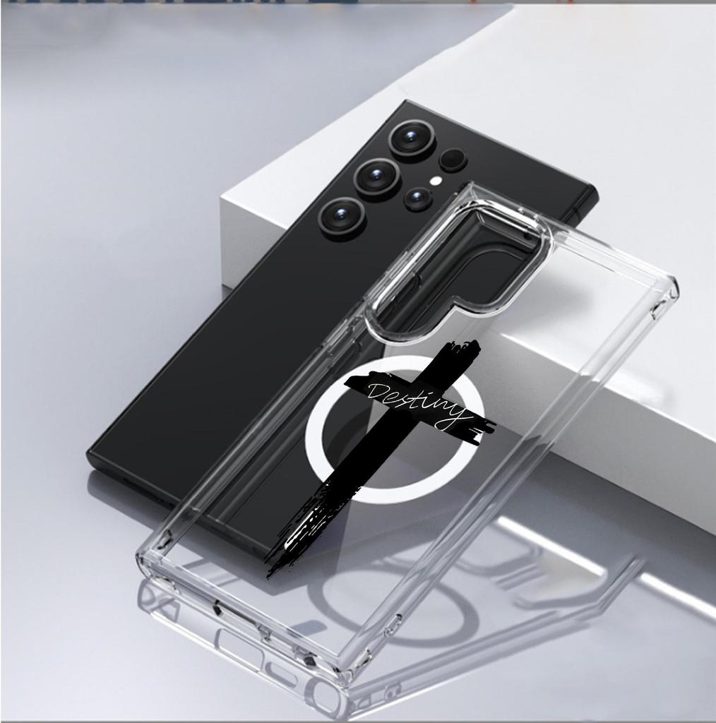 Cross Magnetic Transparent Full Coverage Phone Case for iPhone 15/16/17 Pro Max