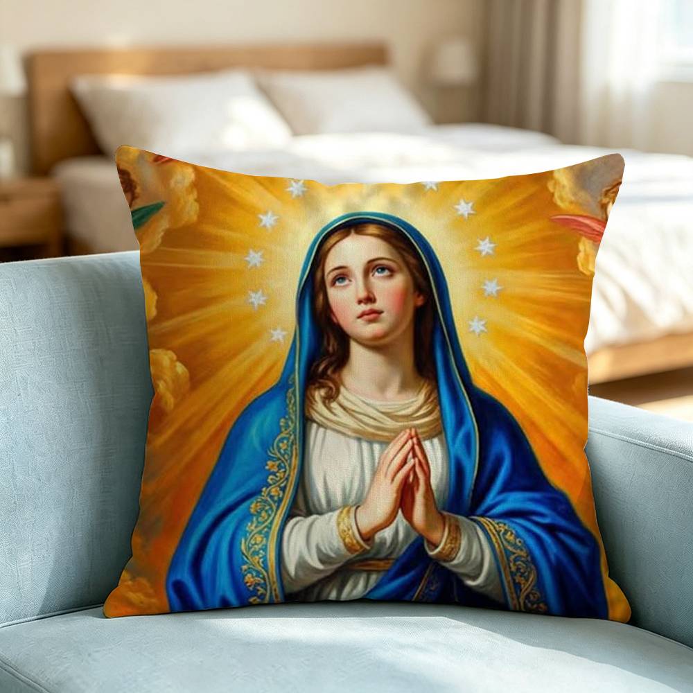 Blessed Virgin-N M-Mary Square Double-Sided printed Pillow Case Bedroom Bedside Pillow Sofa Cushion Cover Gift