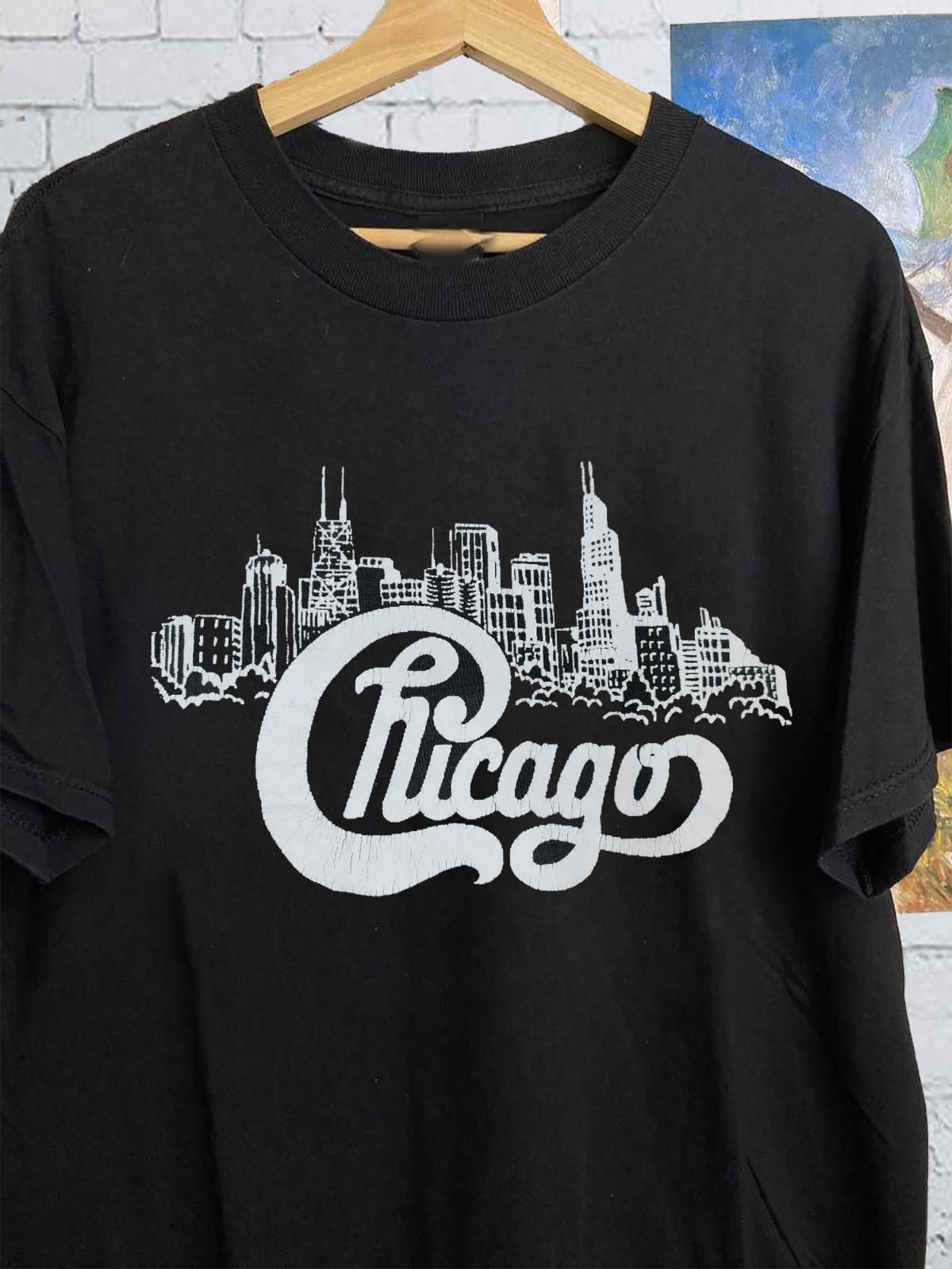 Vintage 80s Chicago Band Gift For Fan Black All Size T-Shirt XL