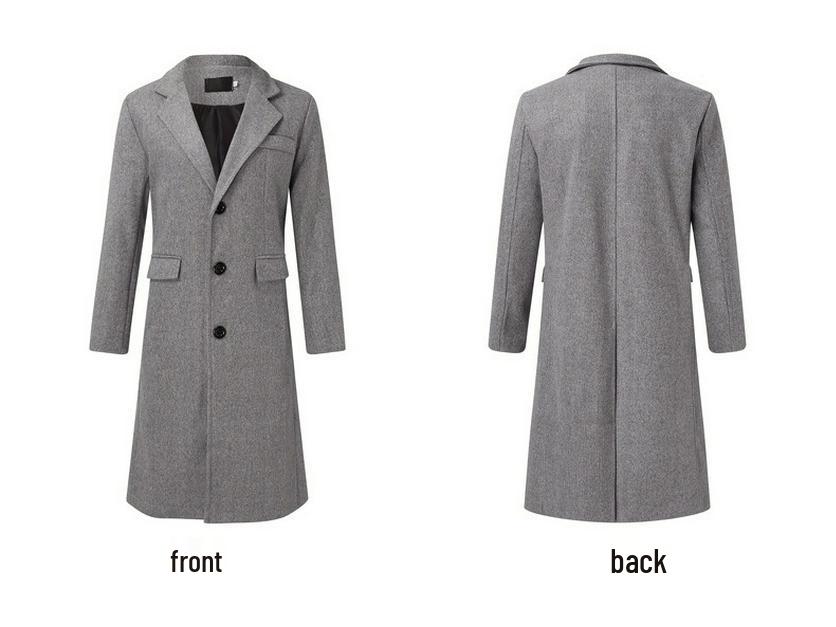 2025 Autumn/Winter Men's Woolen Coat - British Fashion, Long Style, Trendy Temperament, Long Sleeve Outerwear