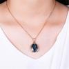 Jinjiahua Blue Topaz & South African Diamond Pendant Necklace