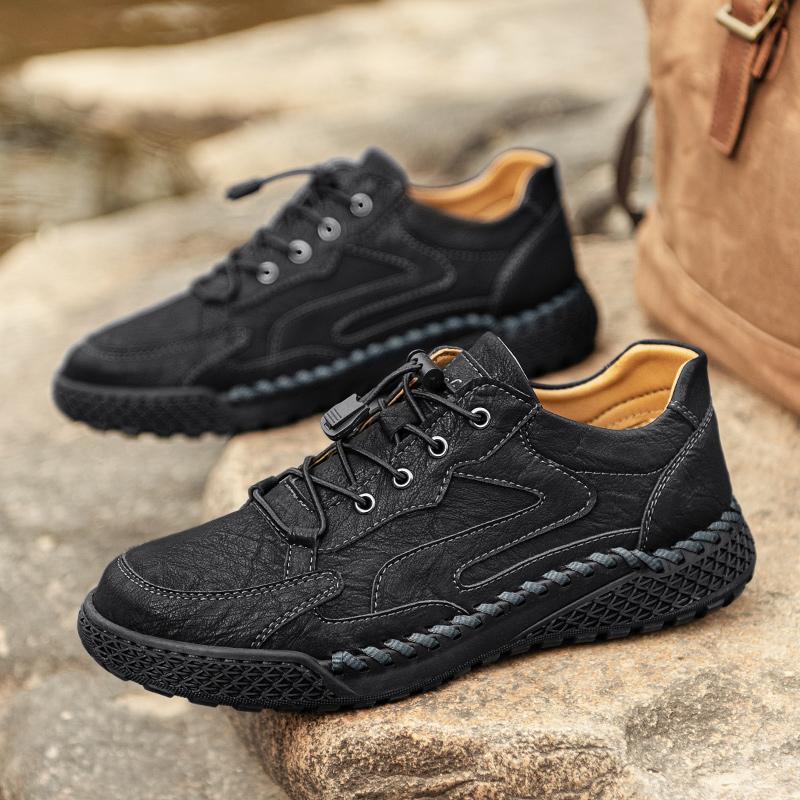 Fashion New Walking Shoes Men Non-Slip Leather Treking Footwear Leisure Lace Up Mens Casual Shoes Outdoor Male Sneakers Hiking Shoes