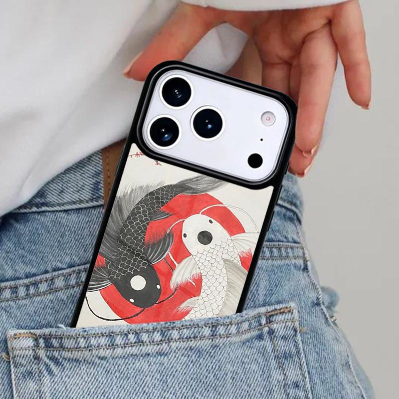 Ying Yang Koi Fish Phone Case for iPhone 17ProMax 12 13 14 15 16e 17 Pro Max Plus Air Cover