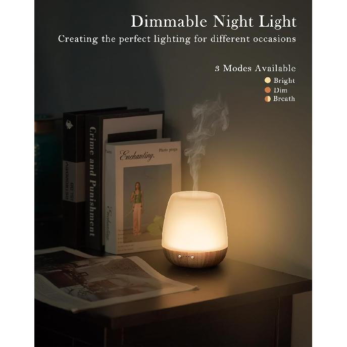 Glass Essential Oil Diffuser, 180ml Ultrasonic Aroma Diffusers for Essential Oil Large Room Diffuser, Auto-Off Timer Night Light for Gift Home Office