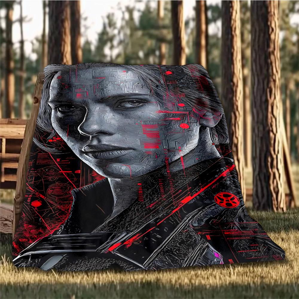 1pc Cyberpunk Outdoor Flannel Blanket for Girls Soft, Lightweight Throw Perfect for Camping, and Gifting, Digital