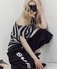 SETUP-EXE Stripe Eyelet Drape Top / Black