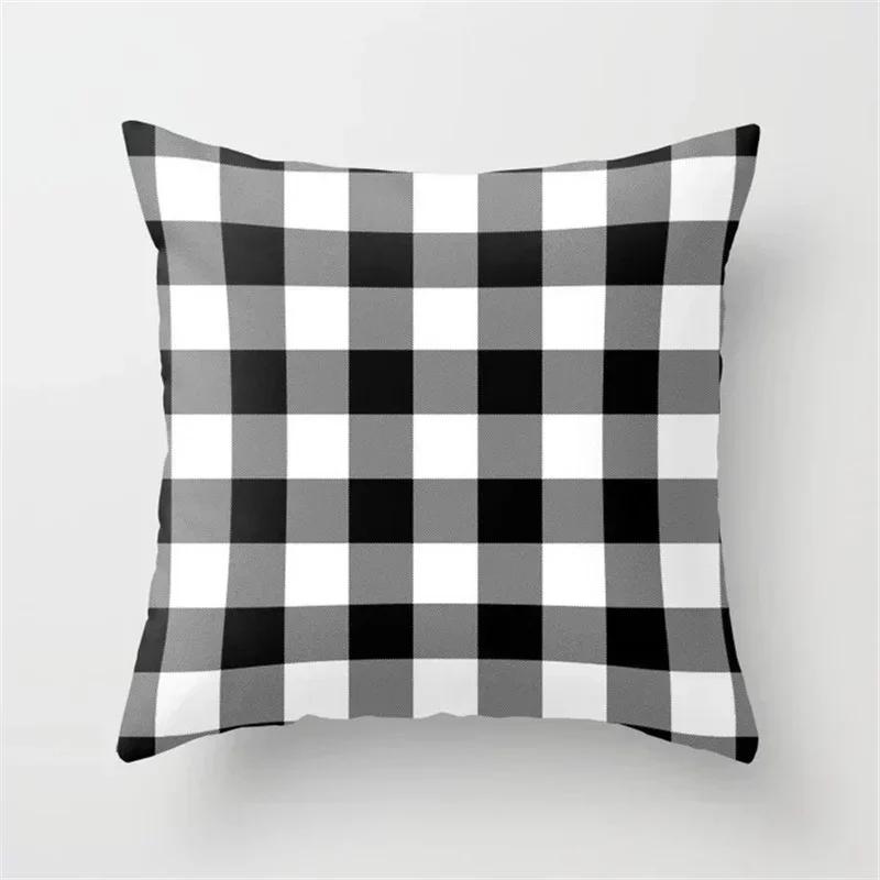 Geometric Plaids Cushion Cover Polyester Throw Pillow Cover Decorative Sofa Pillow Nordic Fashion Scottish Pillowcase 45*45Cm