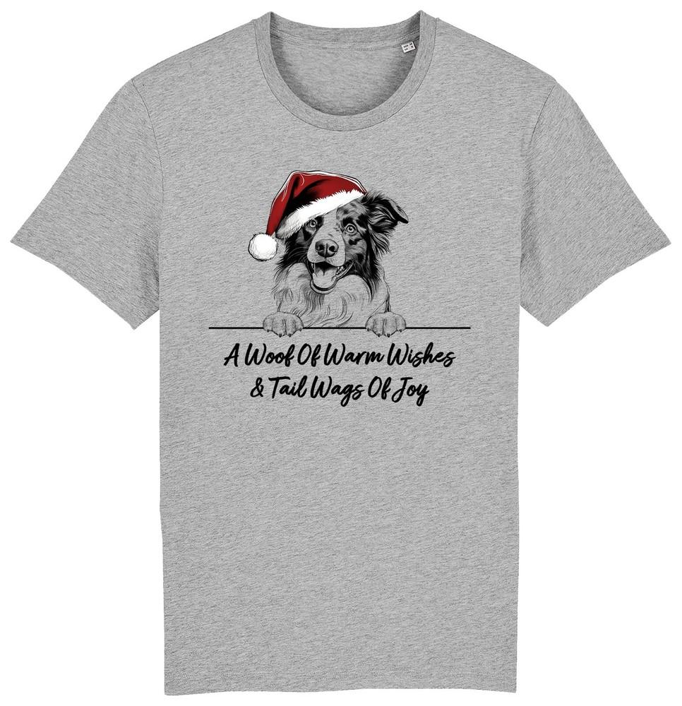 

BORDER COLLIE Christmas Dog T-Shirt Adults Kids Woof Wishes Tail Wags Xmas Dogs 4XL