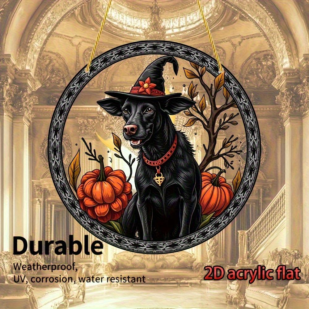 2D Flat Halloween and Christmas Themes,wall Decoration,black Dog with Pumpkin and Witch Hat Design,holiday Home Decoration for Bedroom Home Decoration
