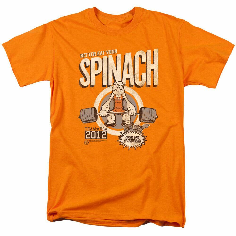 Popeye Eat your Spinach T Shirt Mens Licensed Sailor Man IDW Comics Tee Orange S