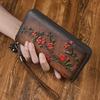 Head Layer Cowhide Long Women's Wallet Retro Embossed Handbag with High-end Feel