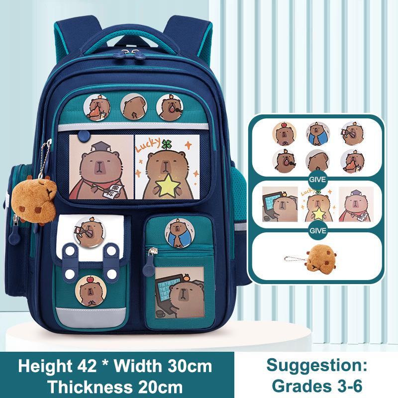 

Cartoon Waterproof Capybara Backpack Large Capacity Alleviate Burden School Bag Protecting Spine Widen Straps Students Backpack