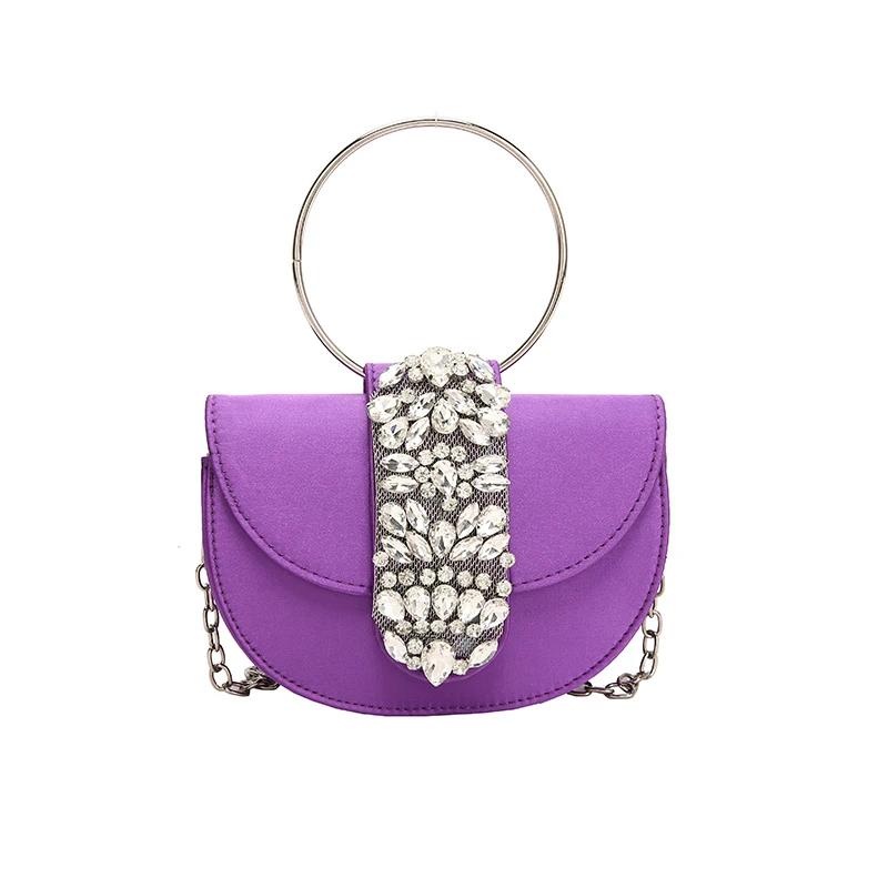 Women's Crystal Bright Satin Bags Night Diamonds Clutch Ring Bags Shoulder Bag Diamond Designer Luxury Wedding Party