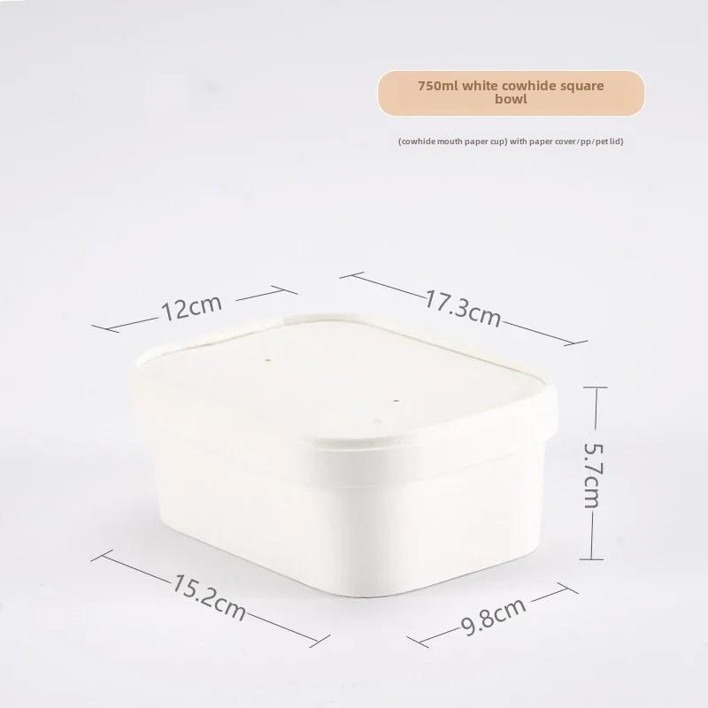 25pcs Food Grade Disposable Kraft Paper Lunch Box Rectangular Takeout Paper Bento Box Light Salad Lunch Box