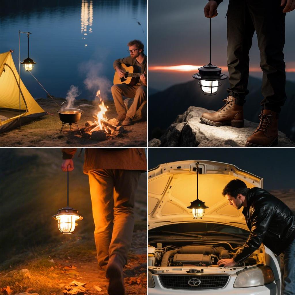 Outdoor Portable Camping Light Waterproof IPX4 USB LED Rechargeable Hanging Tent Light For Outdoor Hiking Night Lamp